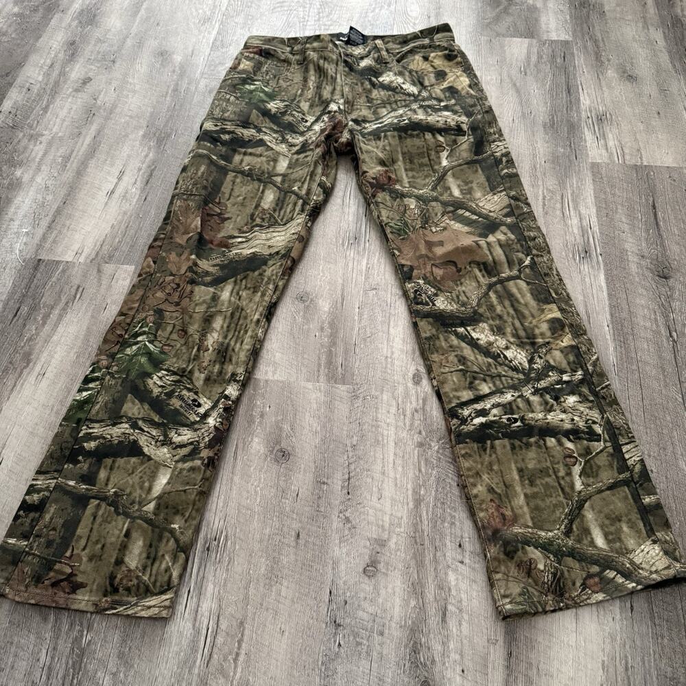 MOSSY OAK CAMO Hunting 100% Cotton Pants Jeans Mens Size 34x33 Green Woodland
